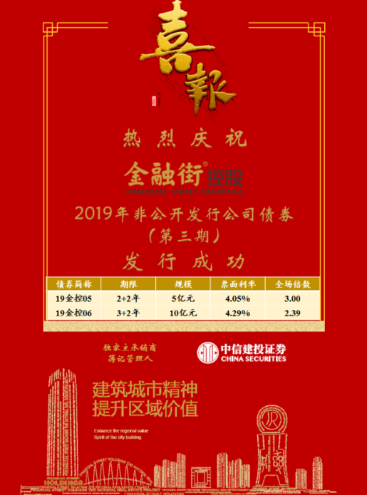 金融街控股成功發(fā)行2019年第三期私募公司債券